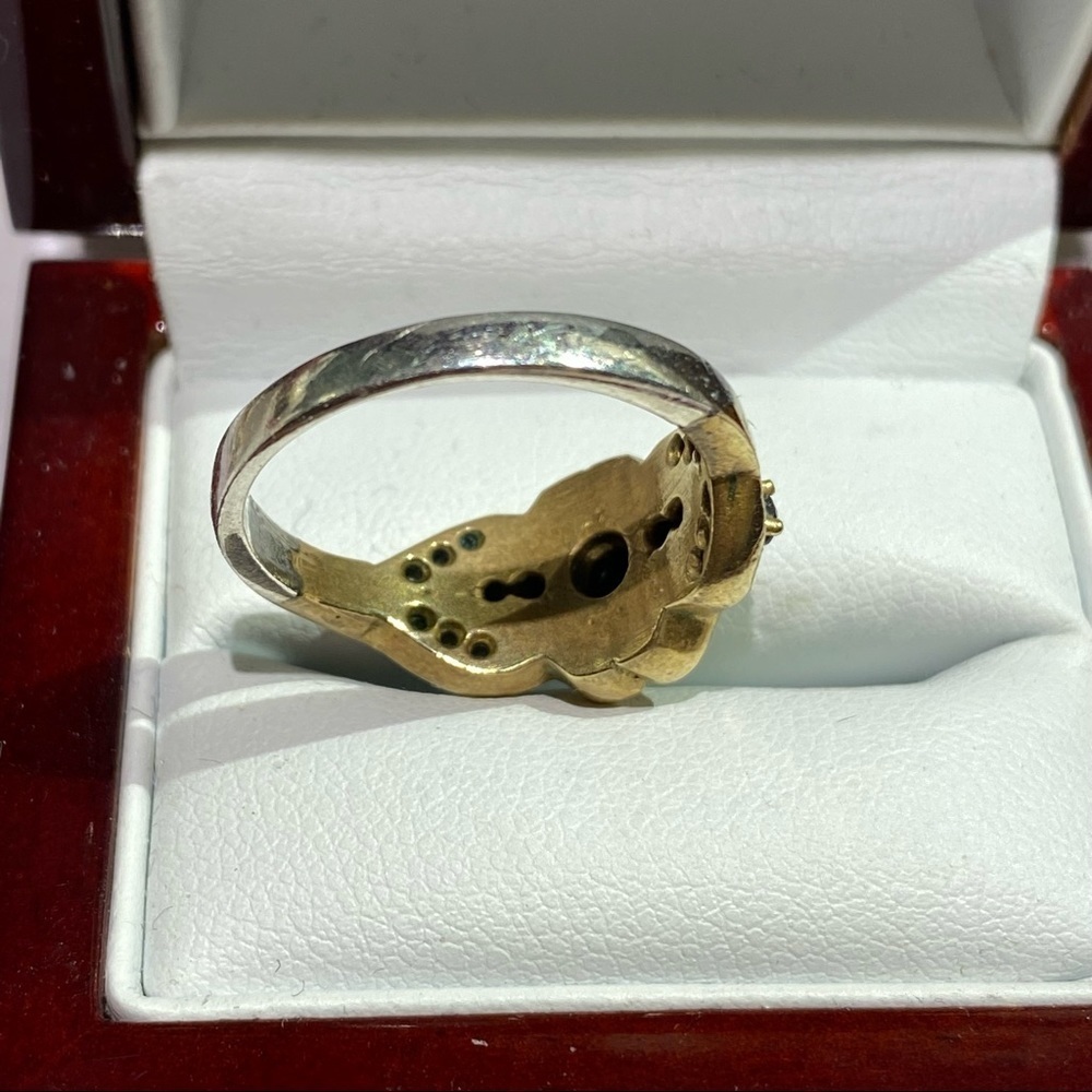 Gold Sterling Silver Vintage Sapphire Vintage SIZE 7 - Picture 9 of 17